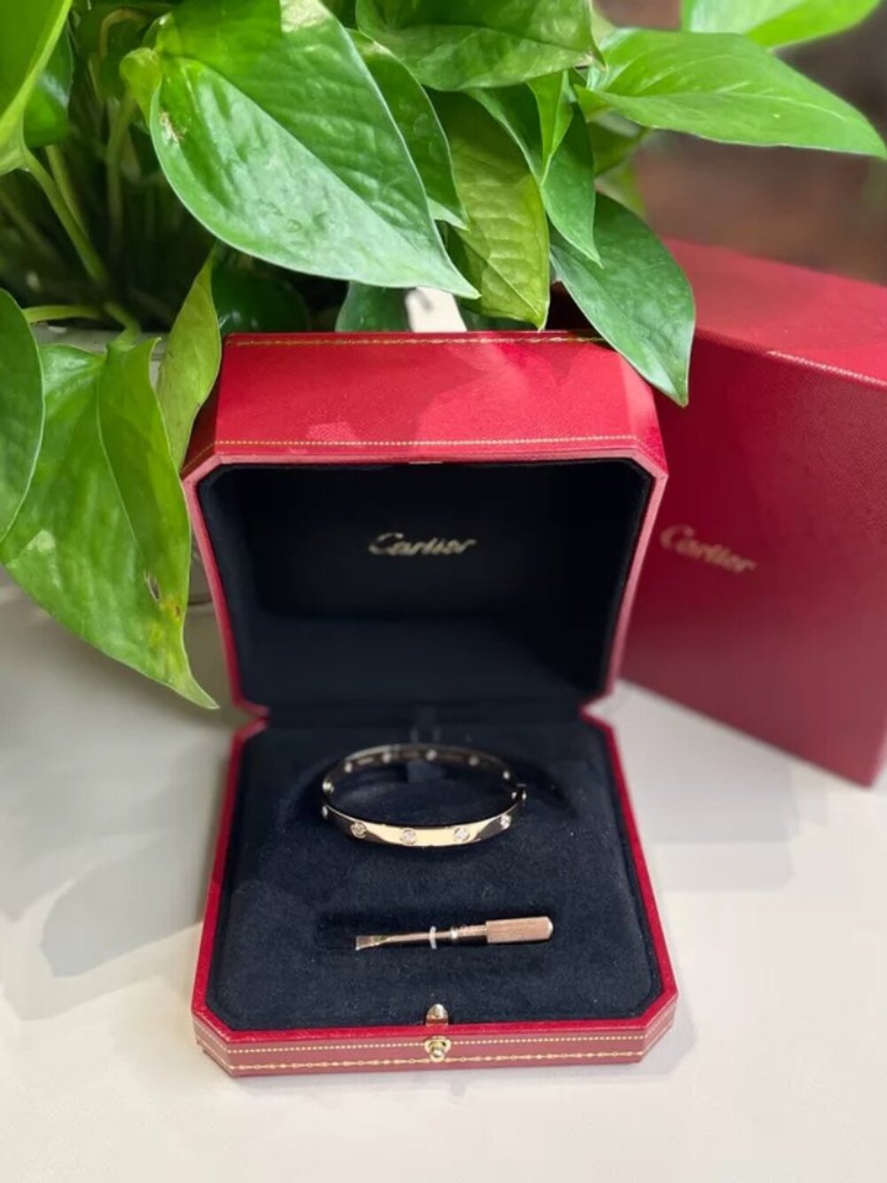 ✨ Cartier Rose Gold Wide Diamond Bracelet Size:18